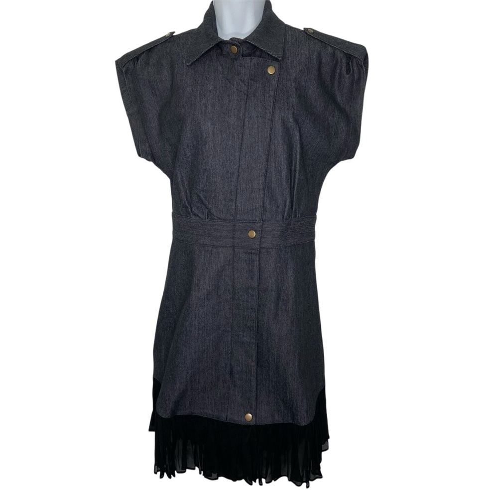 Nicole Miller Dark Denim Ruffle Dress NWT